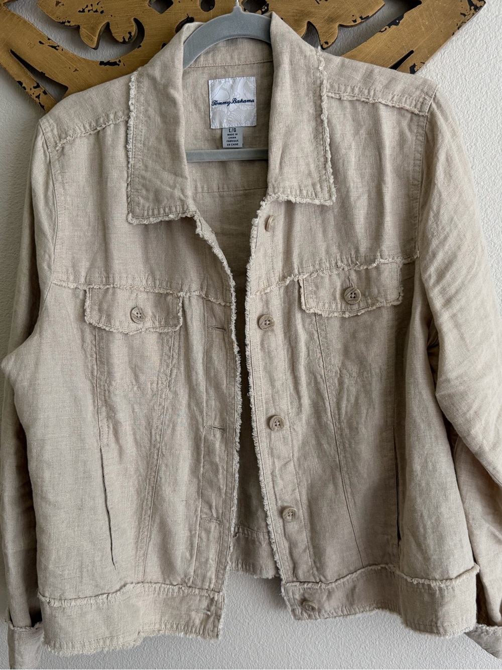 Tommy Bahama Women's Beige Linen-Blend Jacket Large